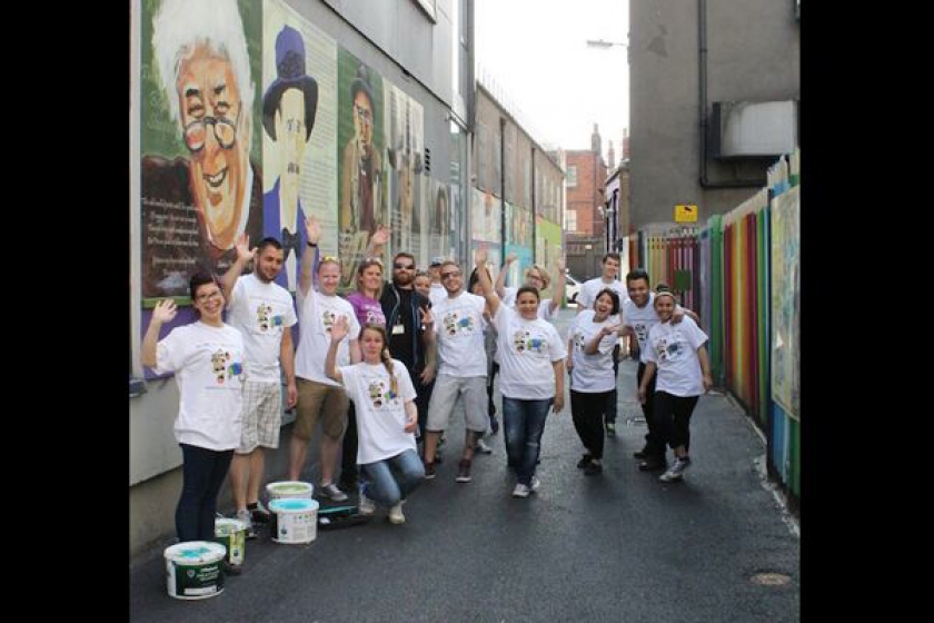 RE-PAINTING THE ICON WALK: With help from the Starbucks and Hard Rock Cafe Teams.